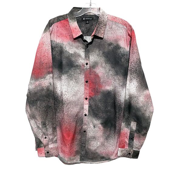INC International Concepts Other - INC Spray Paint Splatter Button Shirt Mens L Red Black Gray Grunge Retro NYE NWT